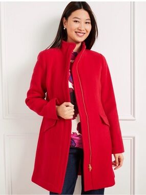 TALBOTS PLUS Size 16 ALBURY WOOL BLEND STADIUM COAT RED WOOL $330!